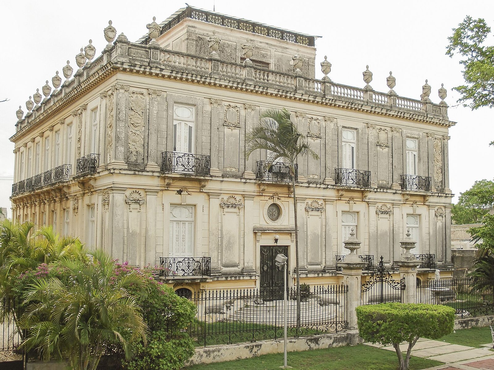 Porfirian mansion with manicured gardens on Paseo de Montejo, Mérida